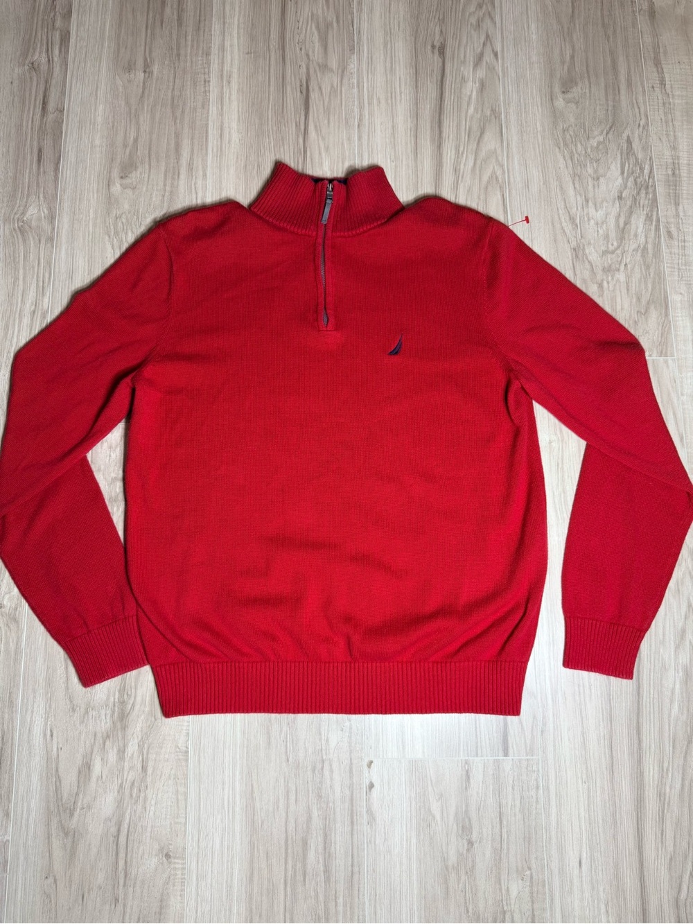 Nautica Men's Red Half-Zip Sweater with Nautical Logo
